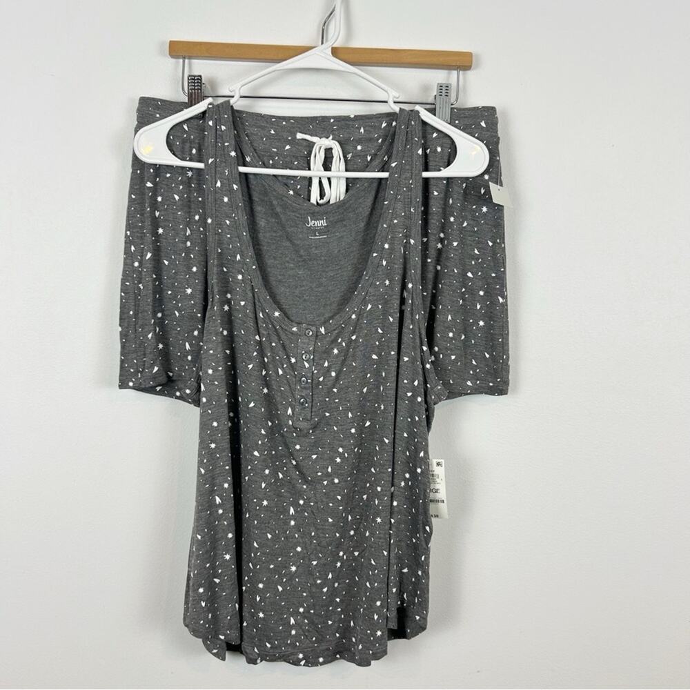 Jenni by Jennifer Moore Grey Hearts Printed Pajama Set Size Medium